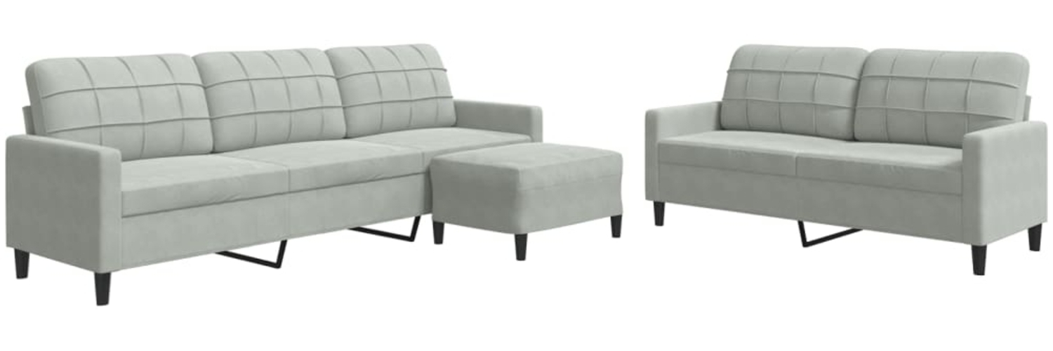 vidaXL 3-tlg. Sofagarnitur mit Kissen Hellgrau Samt 3278481 Bild 1