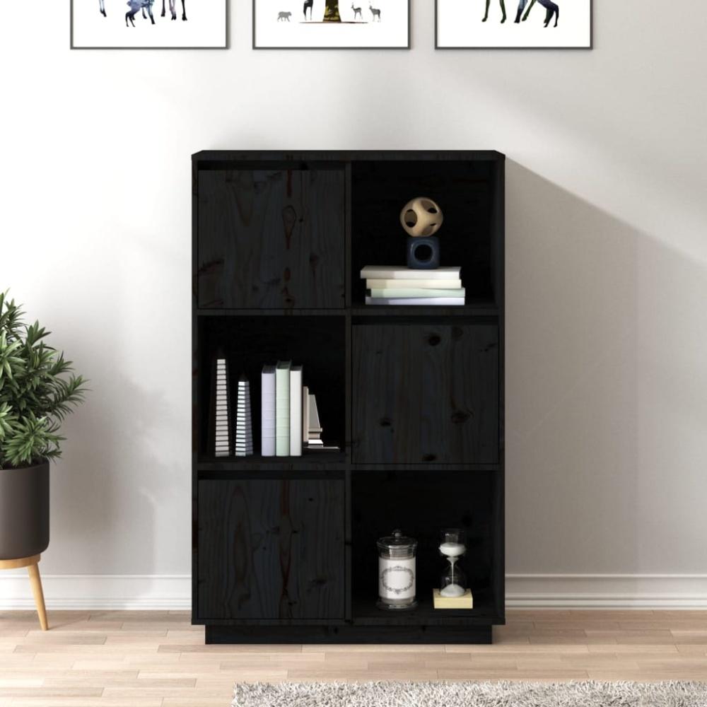 vidaXL Highboard Schwarz 74x35x117 cm Massivholz Kiefer 814368 Bild 1