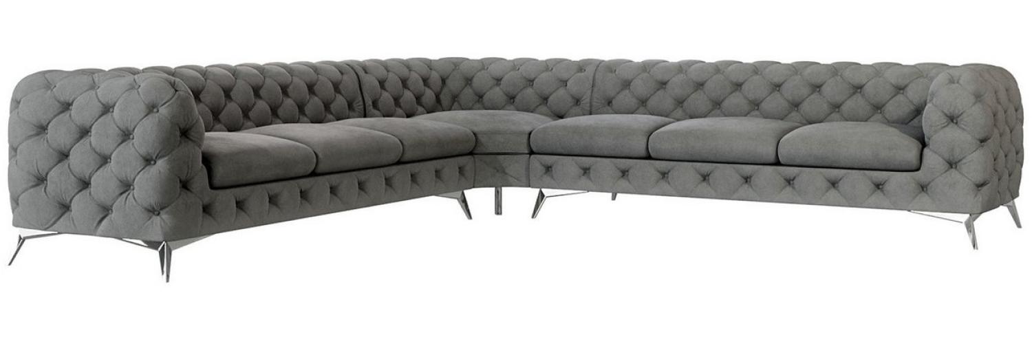 S-Style Möbel Ecksofa Chesterfield Ecksofa Kalina mit Silber Metall Füßen, mit Wellenfederung Bild 1