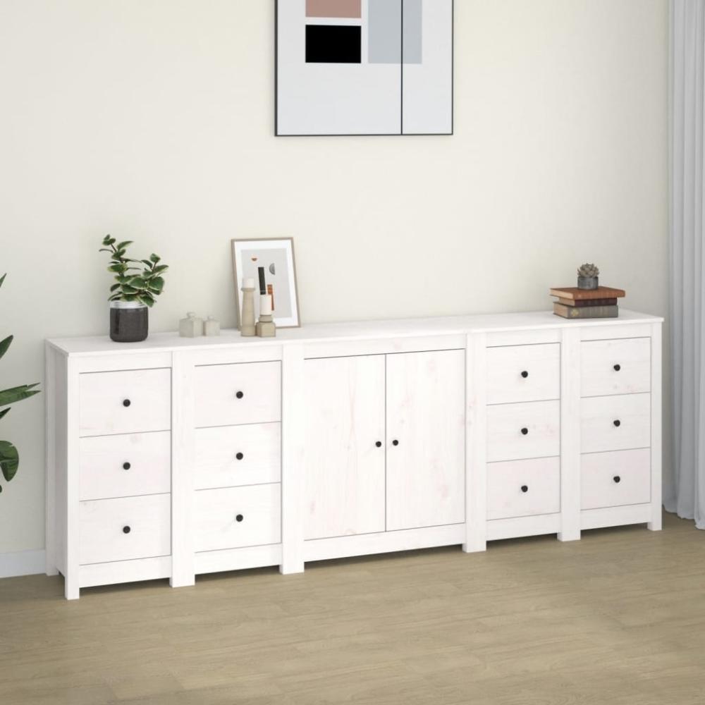 Sideboard Weiß 230x35x80 cm Massivholz Kiefer [3114085] Bild 1