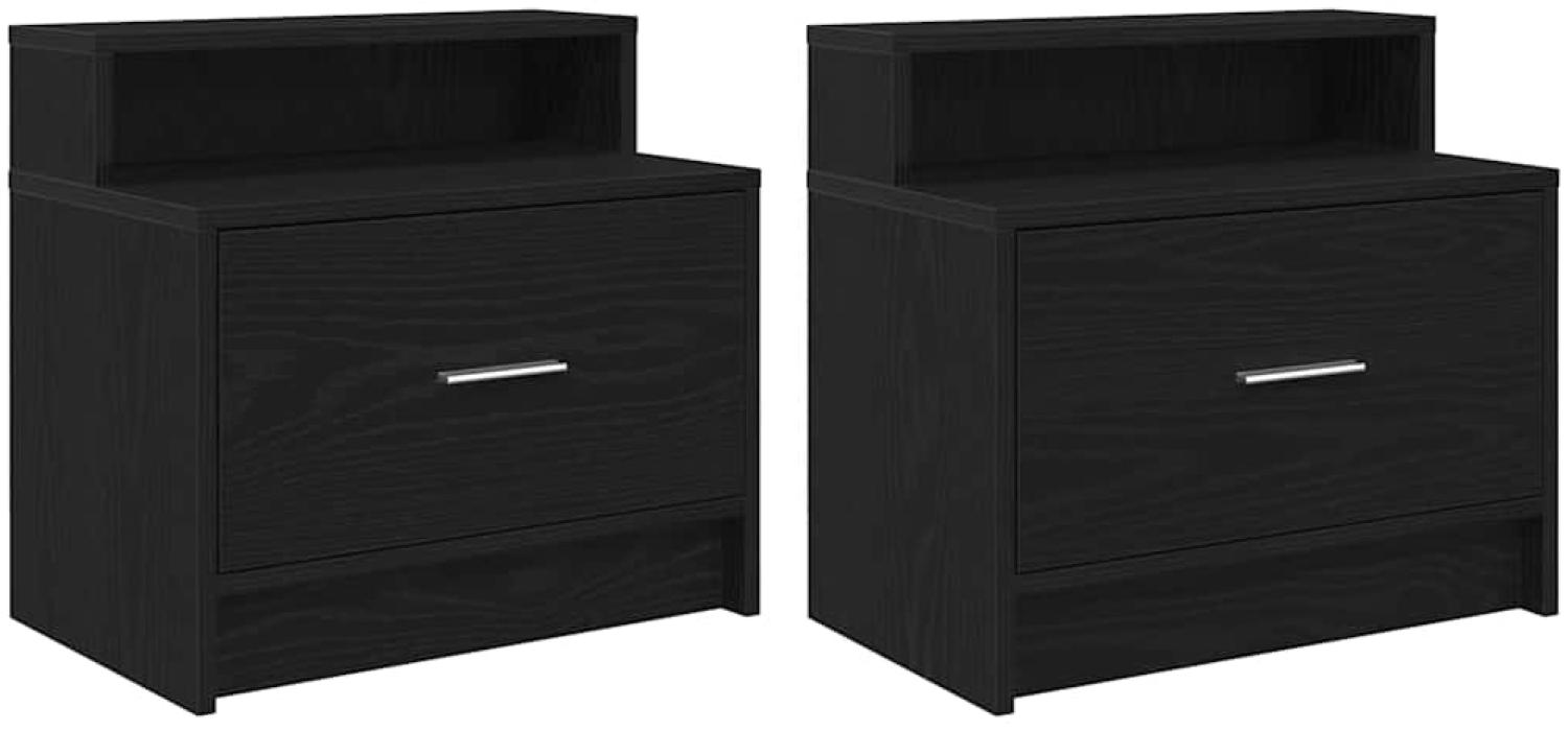 vidaXL Nachttische mit Schublade 2Stk. Schwarz Eichen-Optik 51x31x47cm 858671 Bild 1
