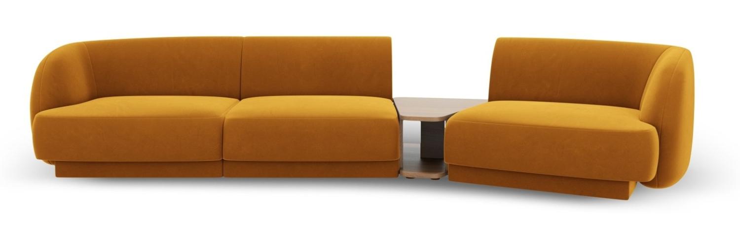 Micadoni Modulares Sofa Miley 3-Sitzer Rechts Samtstoff Gelb Bild 1