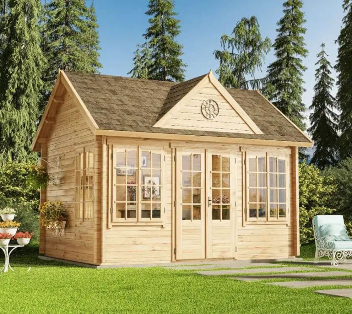 Alpholz Holz Gartenhaus Clockhouse 44 | Natur | 340x440x340 cm Bild 1