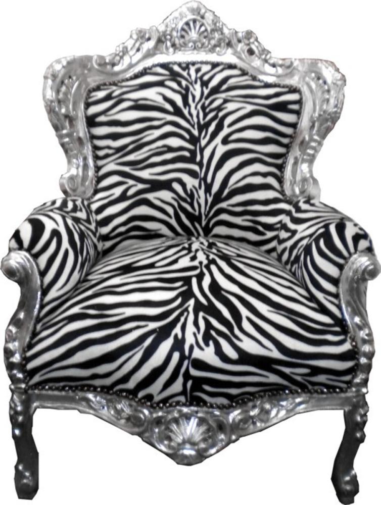 Barock Sessel "King" Zebra/Silber Bild 1