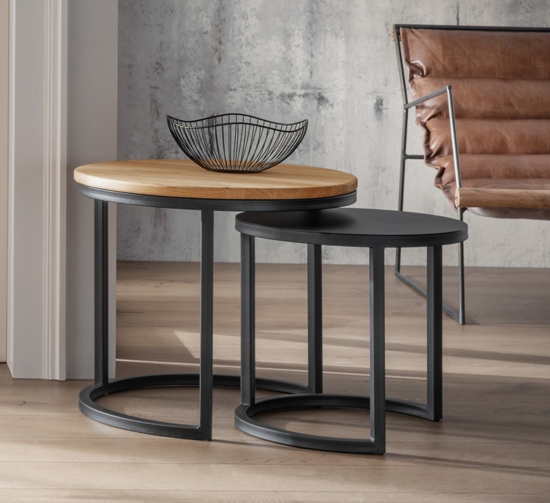 2er-Set Beistelltische 'Lissabon' Wildeiche/Metall schwarz Bild 1