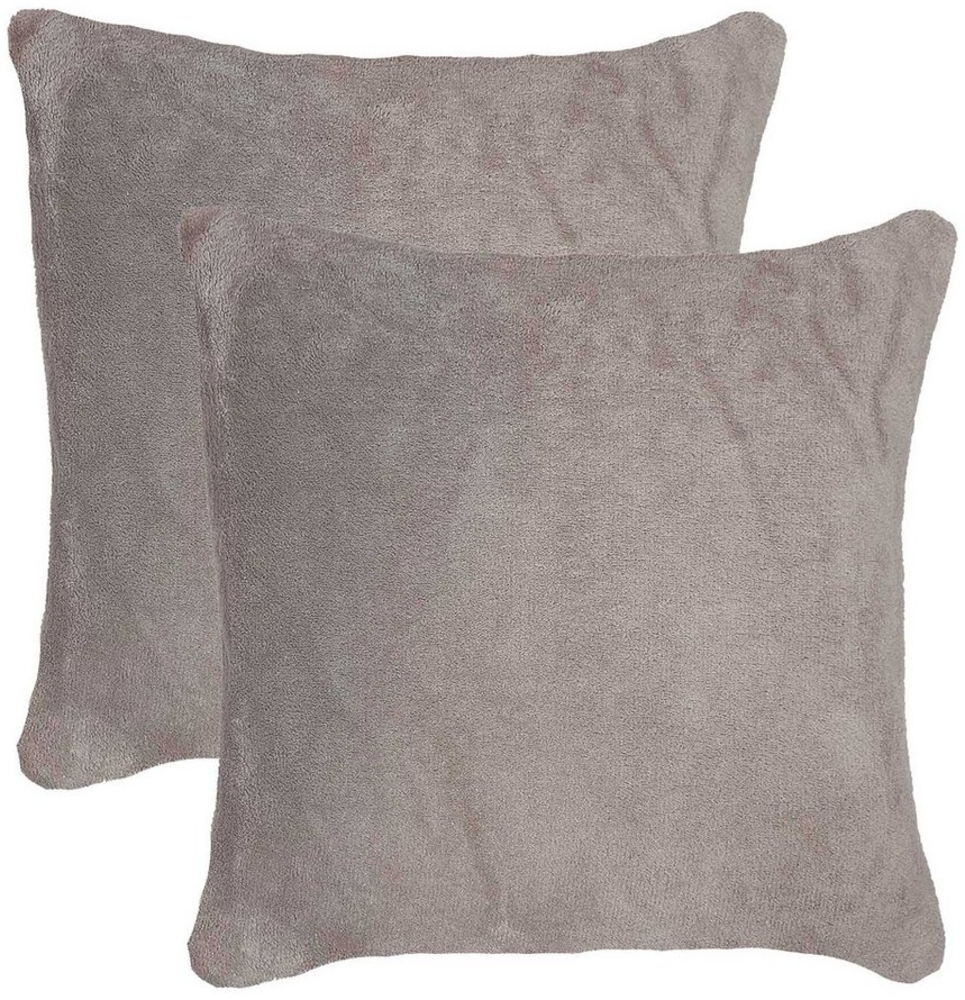 Casa Colori Kissenbezug Fleece Kissenbezug 60x60 cm Plüsch Kissenhülle Flausch, (2 Stück), 2er Set Taupe Bild 1