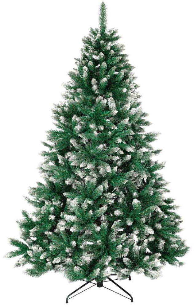 Sinaopus Künstlicher Weihnachtsbaum Tannenbaum mit Schnee Zweige, PVC, Christbaum mit 960 Spitzen, 180cm mit Metallständer Bild 1