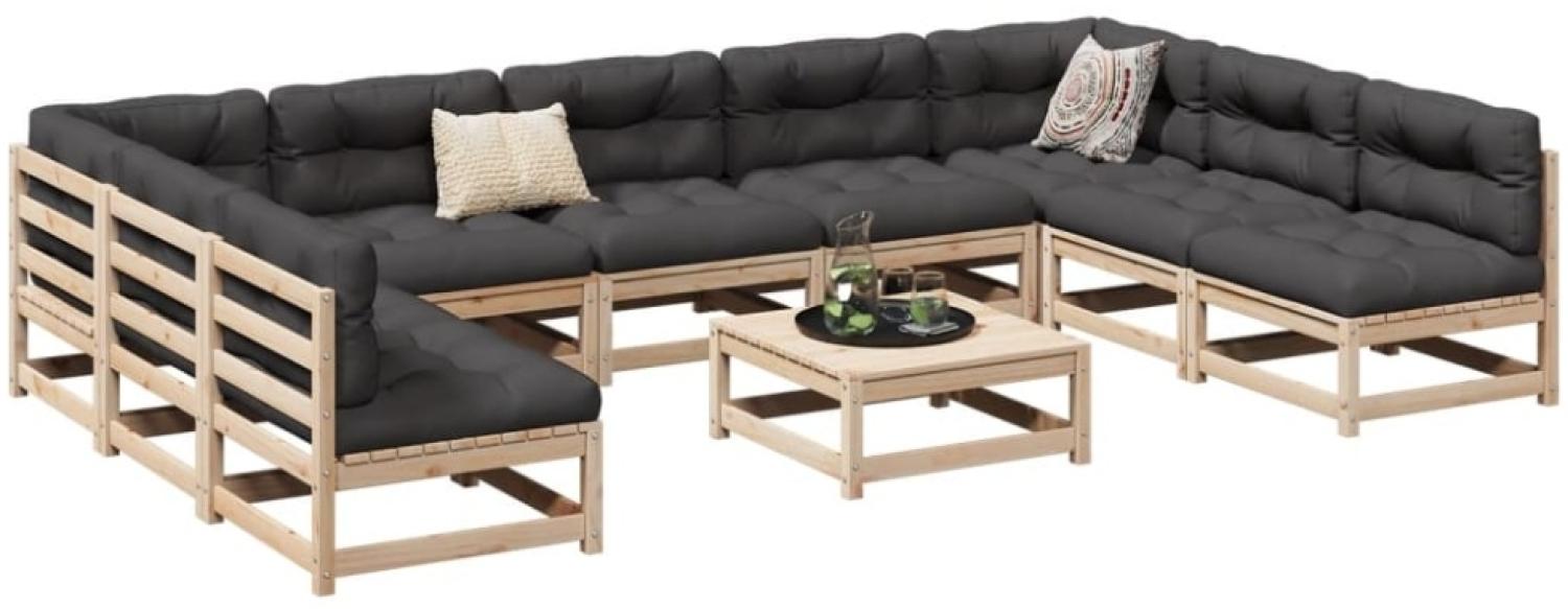 vidaXL 10-tlg. Garten-Sofagarnitur mit Kissen Massivholz Kiefer 3299596 Bild 1