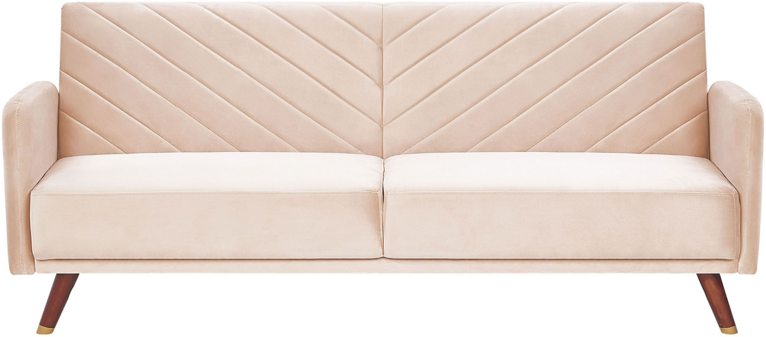 Schlafsofa 3-Sitzer Samtstoff beige SENJA Bild 1