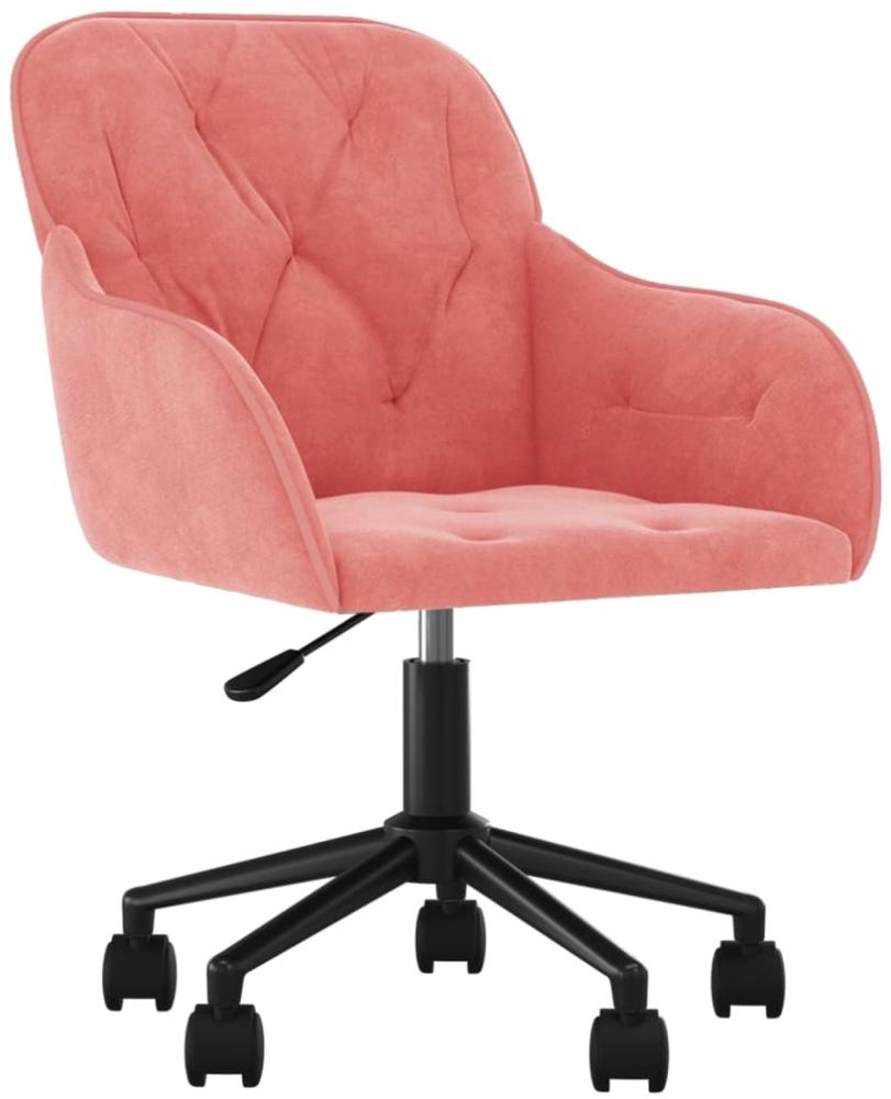 vidaXL Bürostuhl Drehbar Rosa Samt, 78 x 61 x 56 cm Bild 1