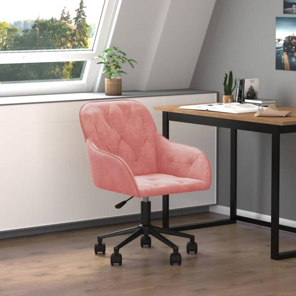 vidaXL Bürostuhl Drehbar Rosa Samt, 78 x 61 x 56 cm Bild 1