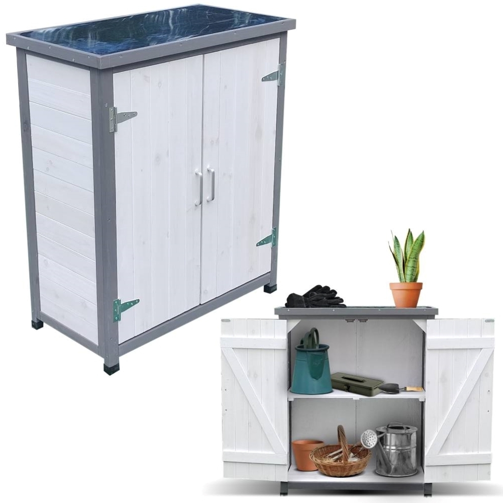 Gartenschrank, weiß/grau 75 cm × 40 cm × 90 cm Bild 1