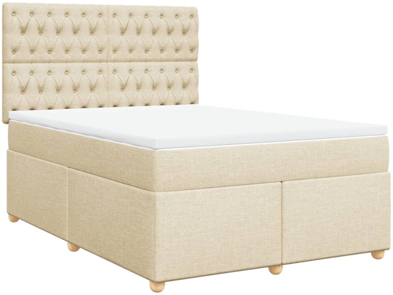vidaXL Boxspringbett mit Matratze Creme 140x200 cm Stoff 3291315 Bild 1