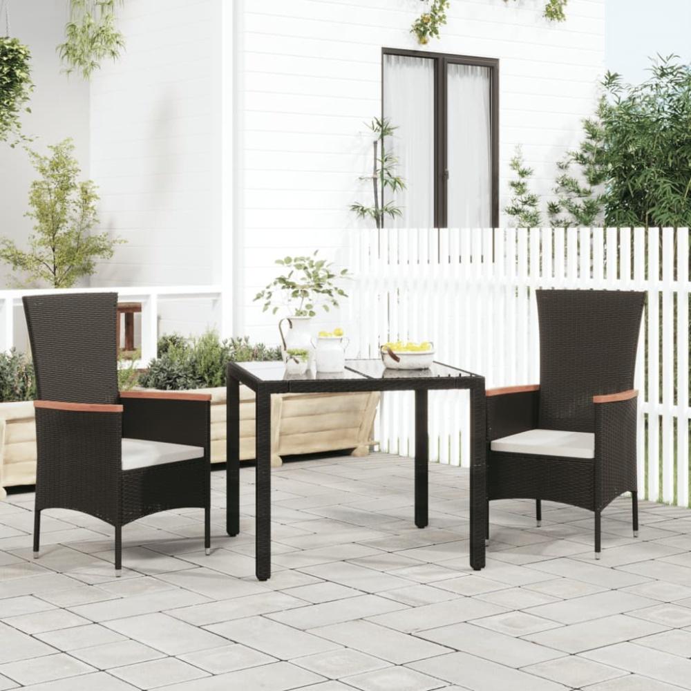 vidaXL Gartenstühle mit Kissen 2 Stk. Poly Rattan Schwarz 319525 Bild 1