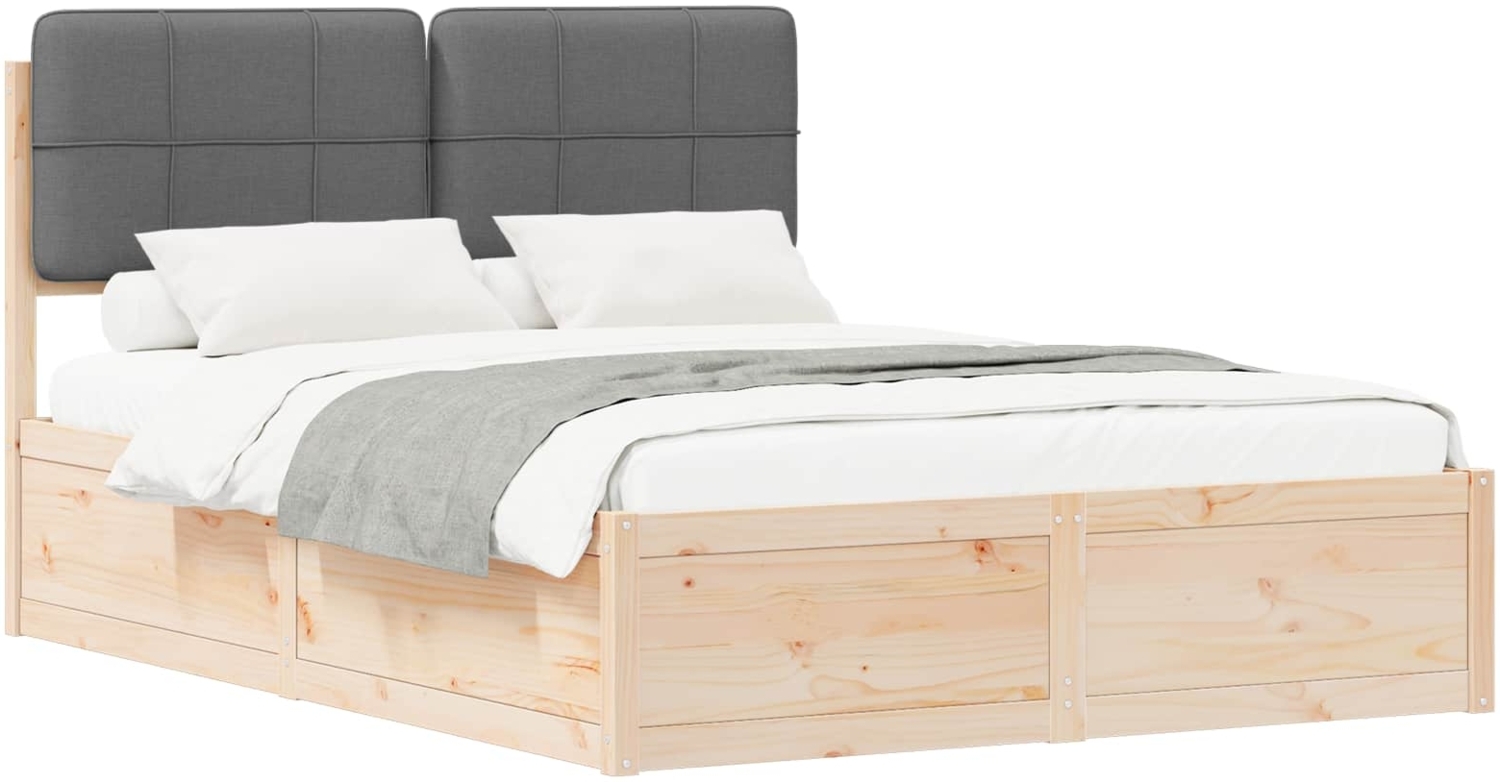 vidaXL Bettgestell mit gepolstertem Kopfteil Dunkelgrau 135 x 190 cm 3398205 Bild 1