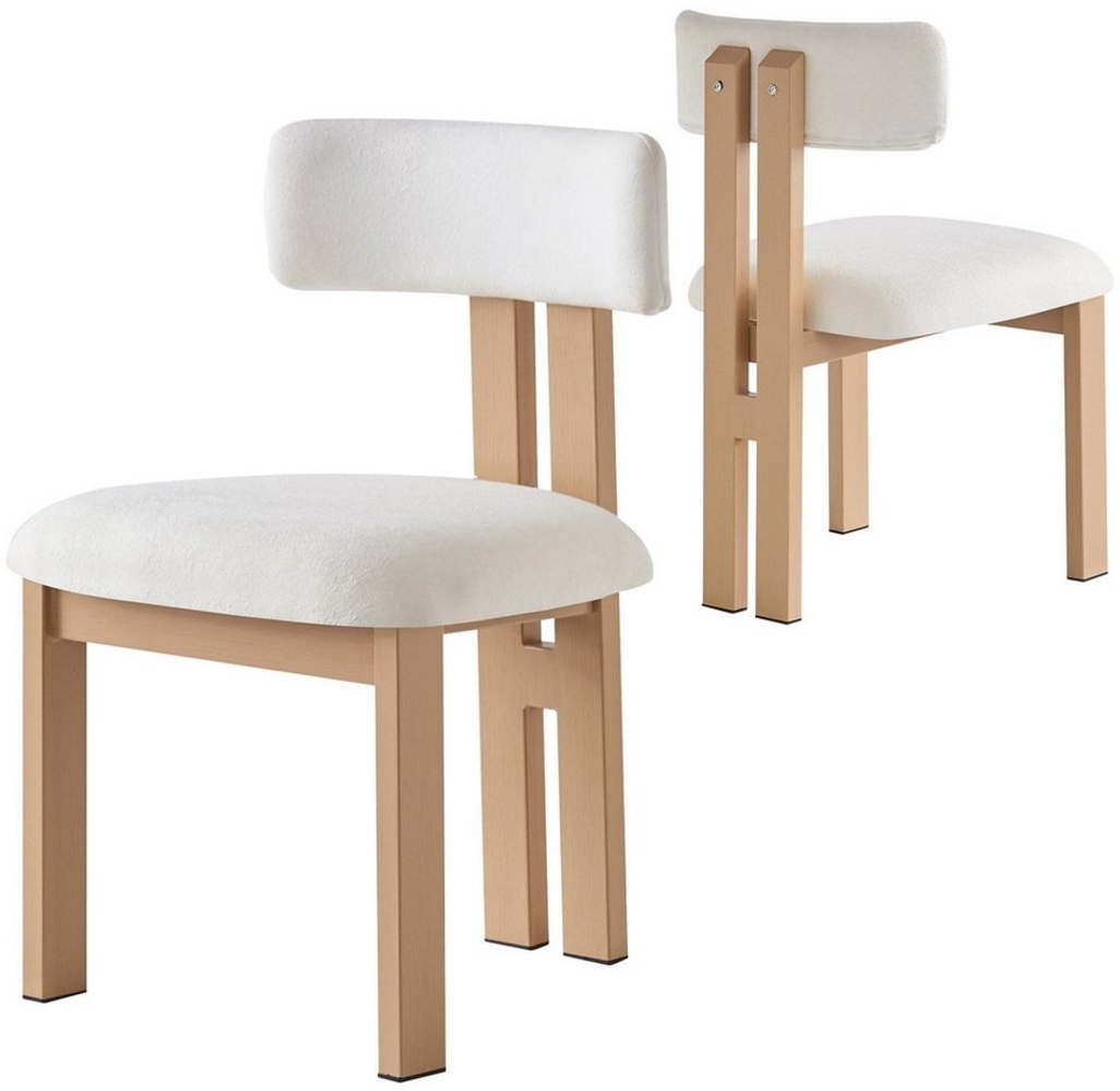 OKWISH Esszimmerstuhl Esszimmerstuhl,Loungesessel (Moderner ergonomischer Esszimmerstuhl mit 9 cm Polsterung – Stilvoller Flauschstoff-Stuhl mit stabilen Metallbeinen & Holzmaserung – Perfekt für Esszimmer, Büro & Schminktisch, 2 St) Bild 1