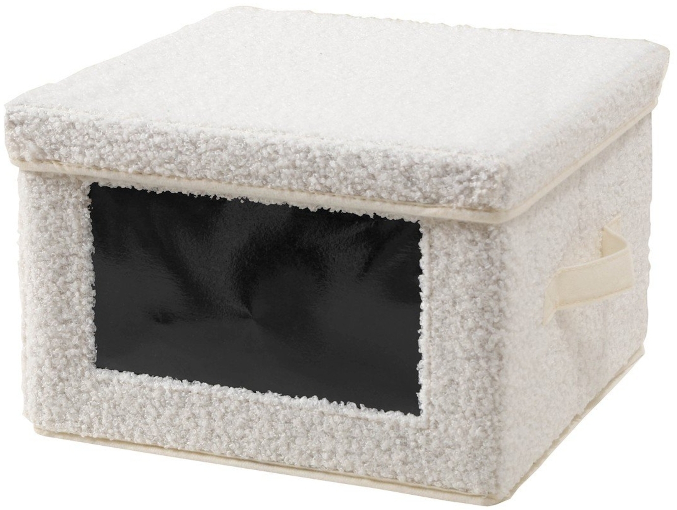 Calicosy Aufbewahrungsbox aus Bouclé-Stoff in Ecru mit Fenster - L30 cm - Ecru Bild 1