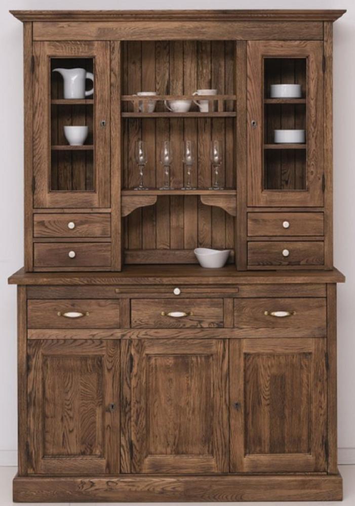 Casa Padrino Landhausstil Esszimmerschrank Dunkelbraun 137 x 50 x H. 197 cm - Massivholz Küchenschrank - Esszimmer Möbel im Landhausstil - Landhausstil Esszimmer Einrichtung Bild 1