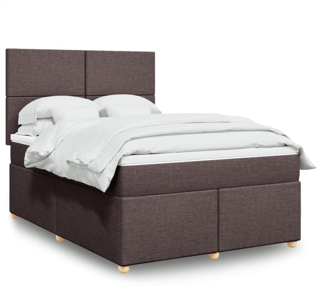 vidaXL Boxspringbett mit Matratze Dunkelbraun 140x190 cm Stoff 3293571 Bild 1