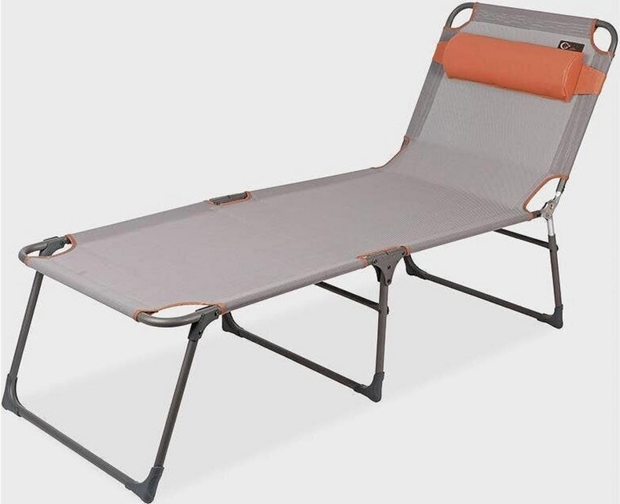 Portal Outdoor Campingliege Ava clas. Klappliege Sonnenliege Dreibeinliege Strandliege Gartenliege (Liege mit abnehmbaren Kopfkissen) klappbar wetterfest pflegeleicht 110kg Tragkraft Bild 1