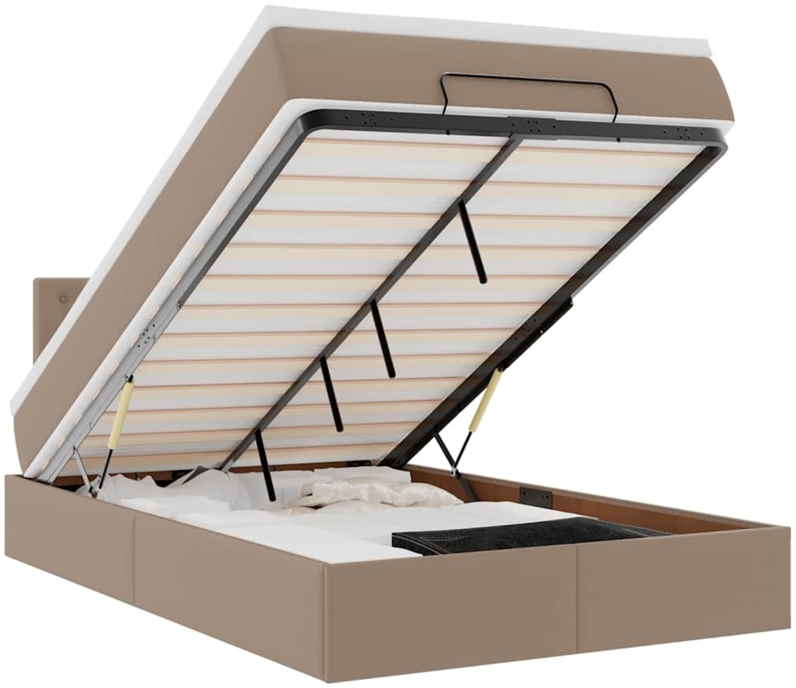 vidaXL Ottoman-Bett mit Matratze Cappuccino-Braun 120x200cm Kunstleder 3311302 Bild 1