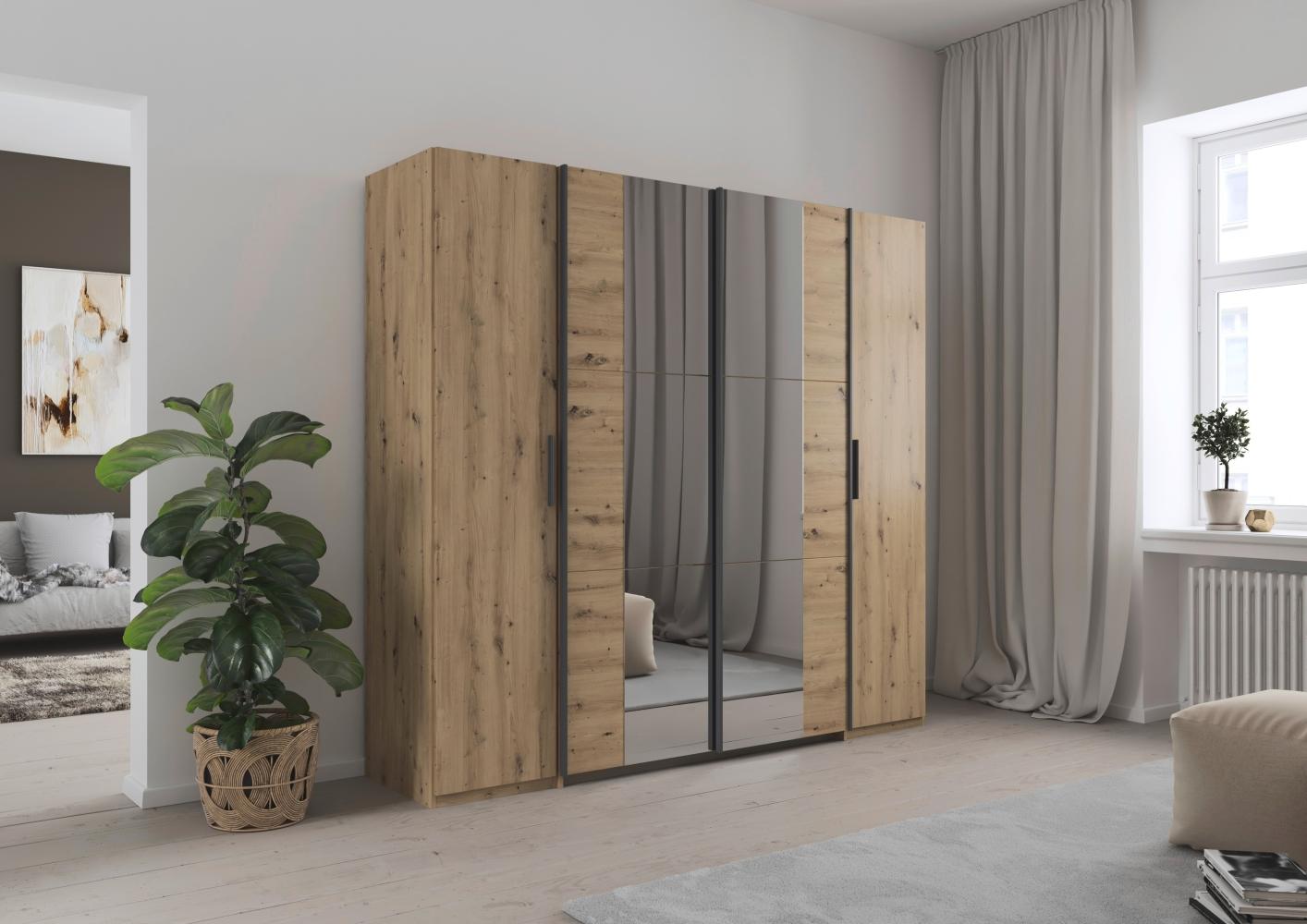 rauch Kleiderschrank, Dreh- und Schwebetürenschrank KRONACH, 4-türig, Eiche Artisan, 225 x 210 x 60 cm Bild 1