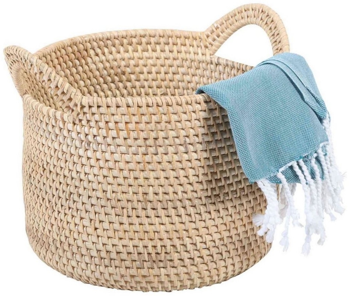 Casa Moro Flechtkorb Rattan Korb ELIE NATUR mit Henkel Weidenkorb (Obstkorb rund Allzweckkorb Pflanzkorb), Handgefertigt Bild 1