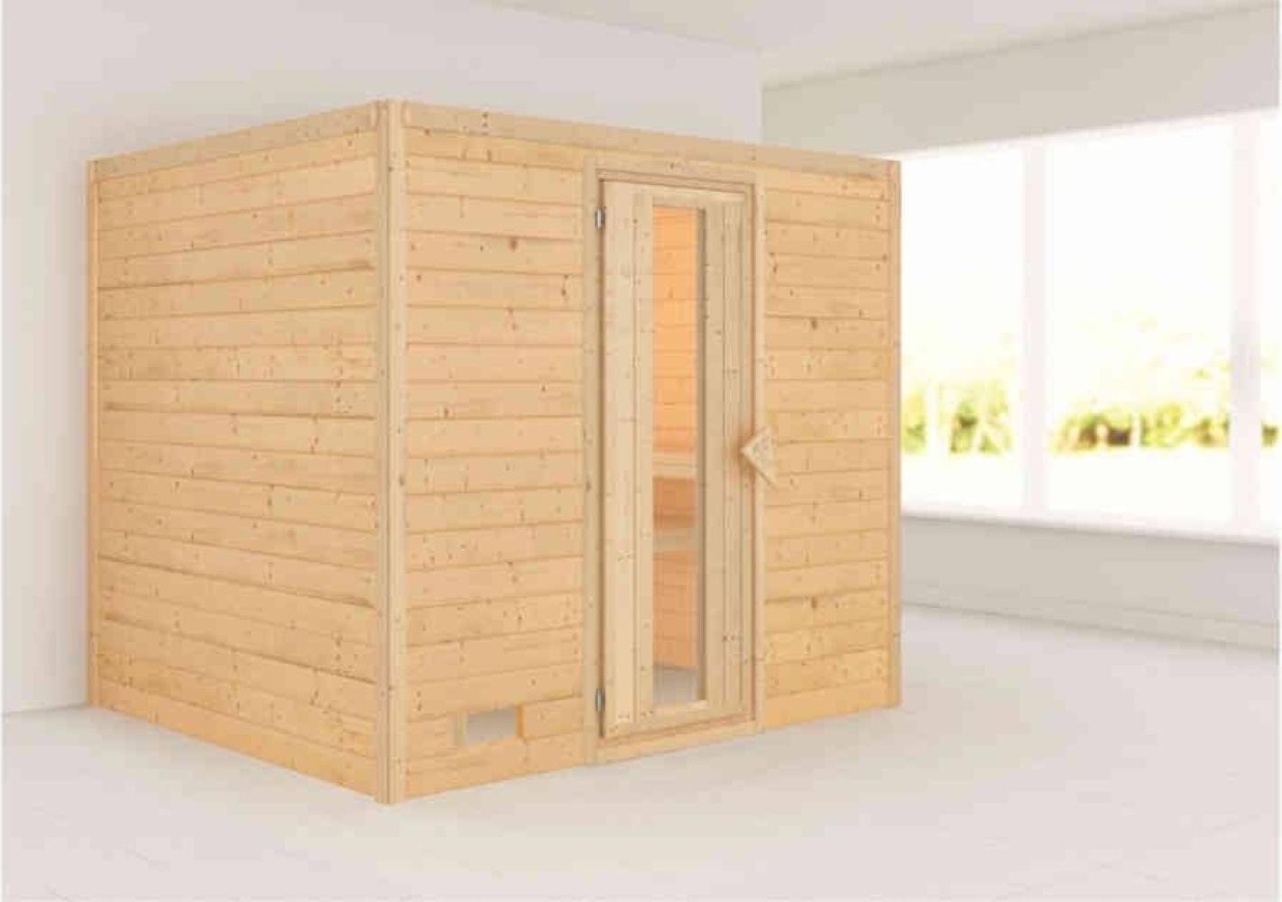 Karibu Sauna Innenkabine Sonara Innensauna 3 Sitzbänke aus Holz Saunakabine mit 40 mm Wandstärke Dampfsauna mit Montagematerial Bild 1