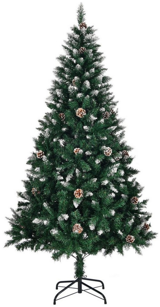 FCH Künstlicher Weihnachtsbaum 180 cm lange grüne Spray-weiße 800 Zweige mit Tannenzapfen, PVC-Material, stabile Halterung Bild 1