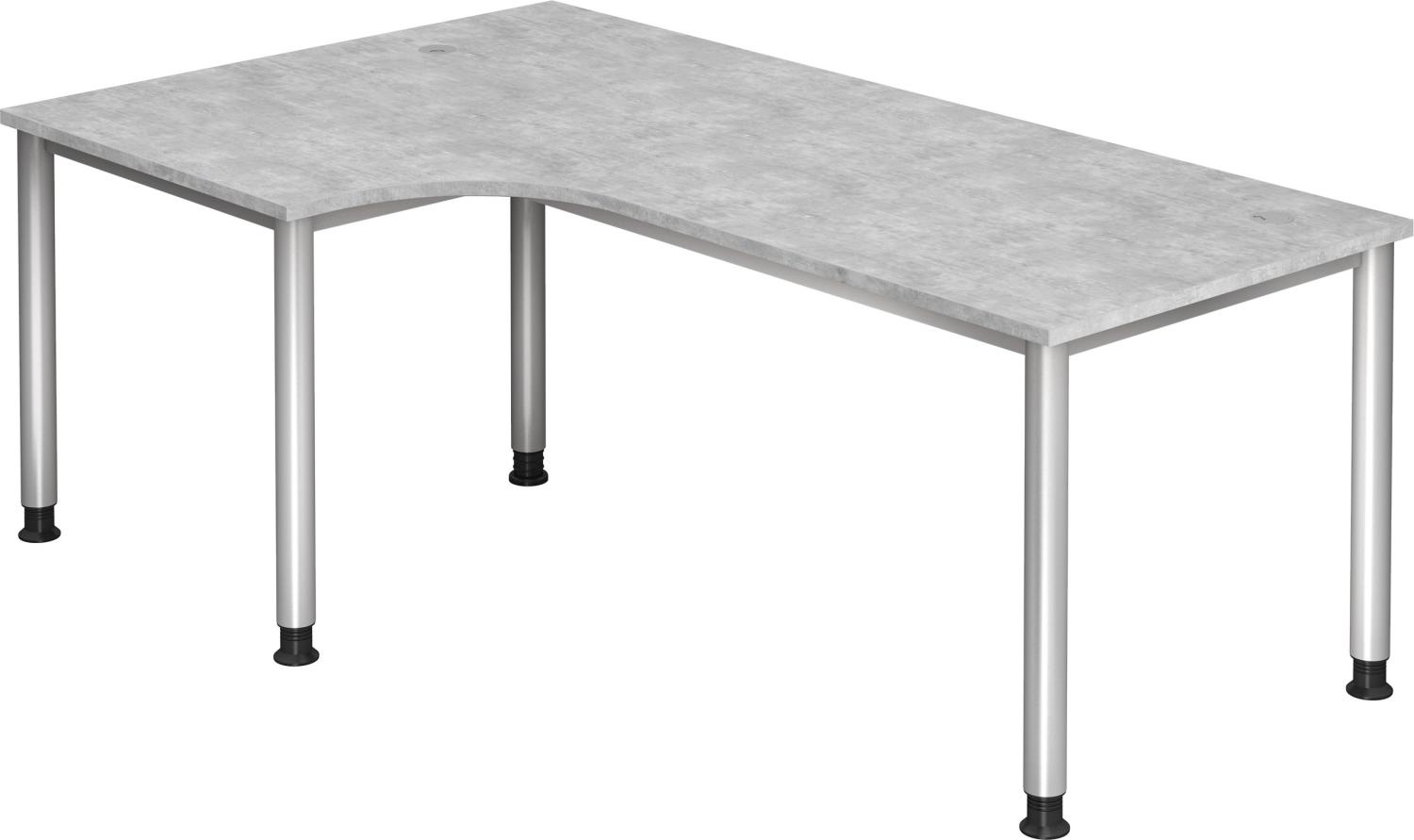 bümö® Schreibtisch H-Serie höhenverstellbar, Tischplatte 200 x 120 cm in Beton, Gestell in silber Bild 1