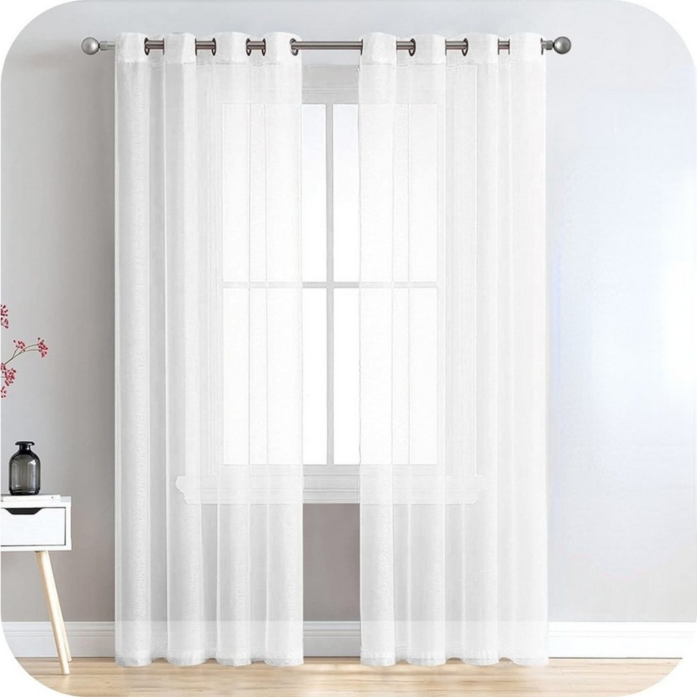 BYSURE Gardine, Ösen (2 St), transparent, Voile, Vorhang in Leinenoptik Bild 1