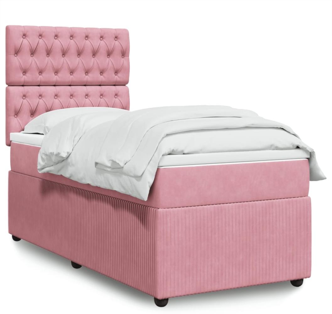 vidaXL Boxspringbett mit Matratze Rosa 90x190 cm Samt 3294525 Bild 1