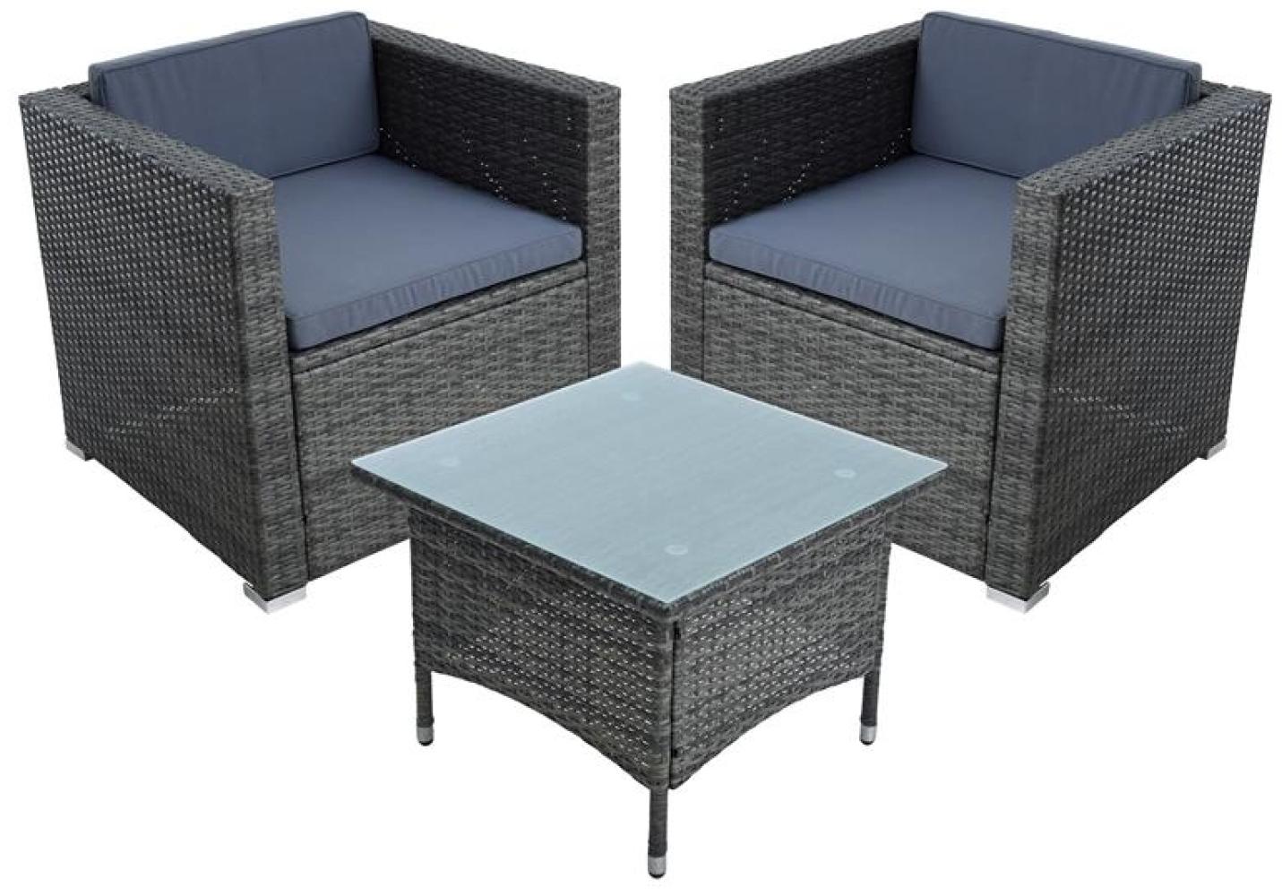 Polyrattan Lounge Set Sitzgruppe Loungesessel Gartensessel Gartentisch Anthrazit Bild 1