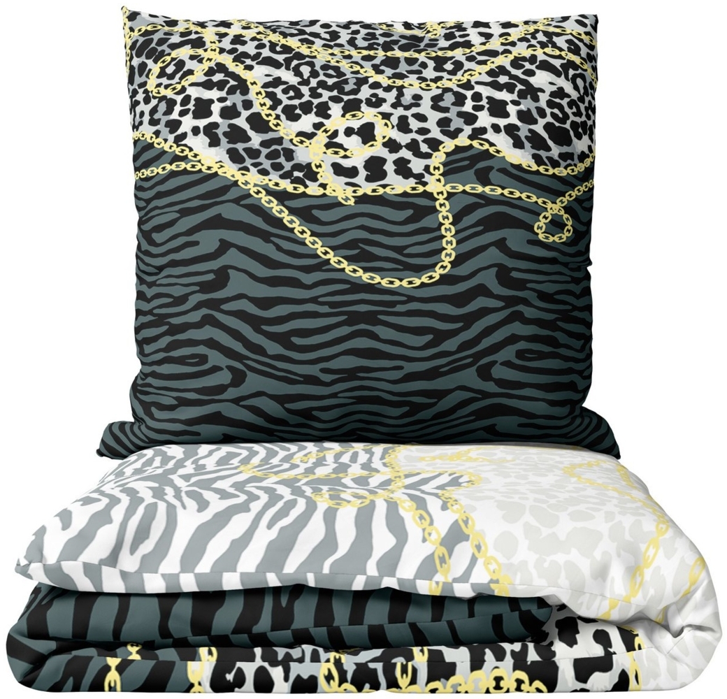 Leonado Vicenti Bettwäsche 135x200 cm kuschelig warm, Fleece, 2 teilig, flauschig weiche Winterbettwäsche, Leopardenmuster Bild 1