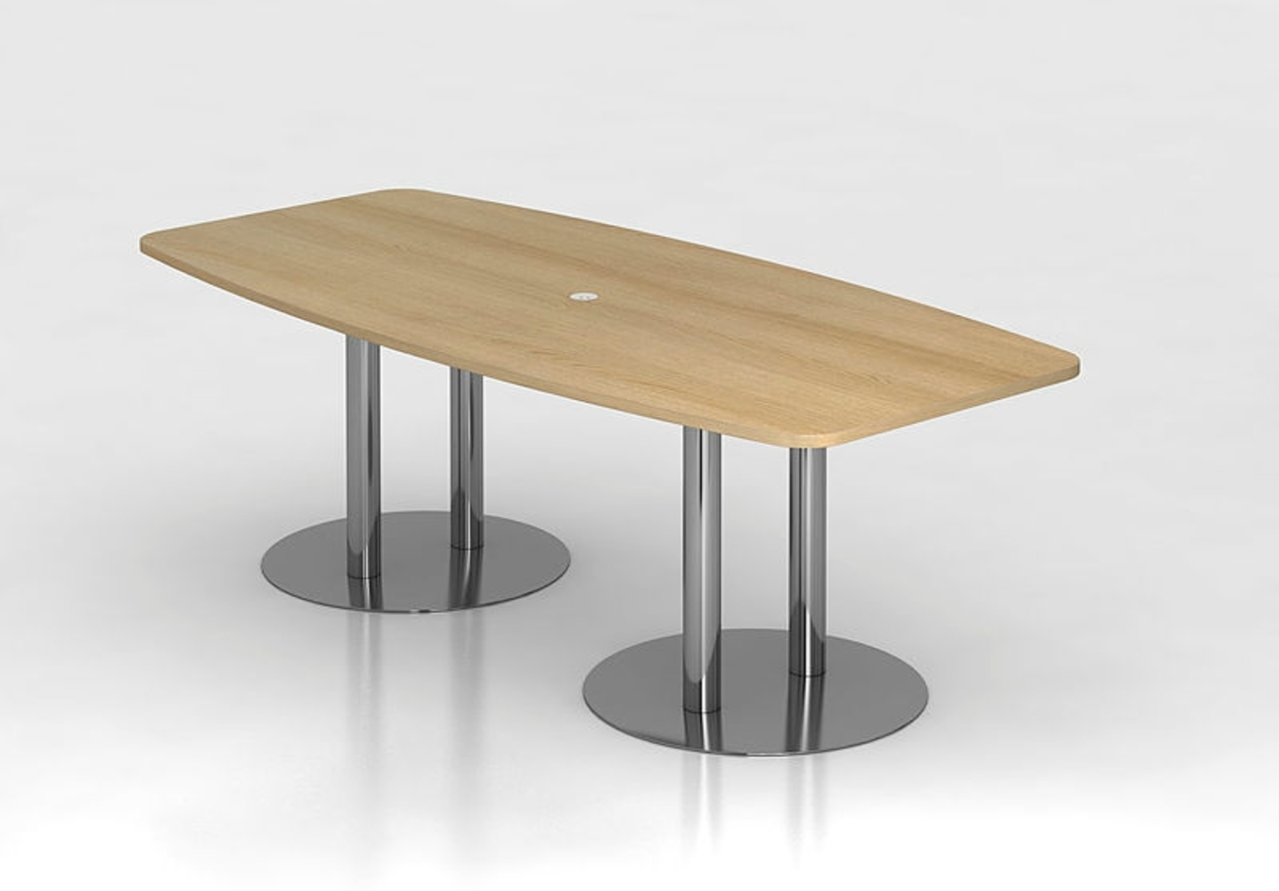 Konferenztisch KT22S 220x105cm Eiche Säulenfuße Gestellfarbe: Chrom Bild 1