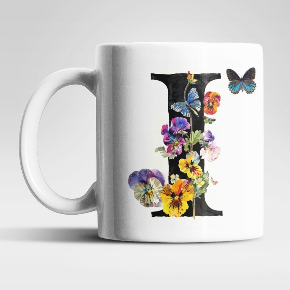 WS-Trend Tasse Name A bis Z Blumen Schmetterlinge Kaffeetasse Teetasse Geschenkidee, Keramik Bild 1