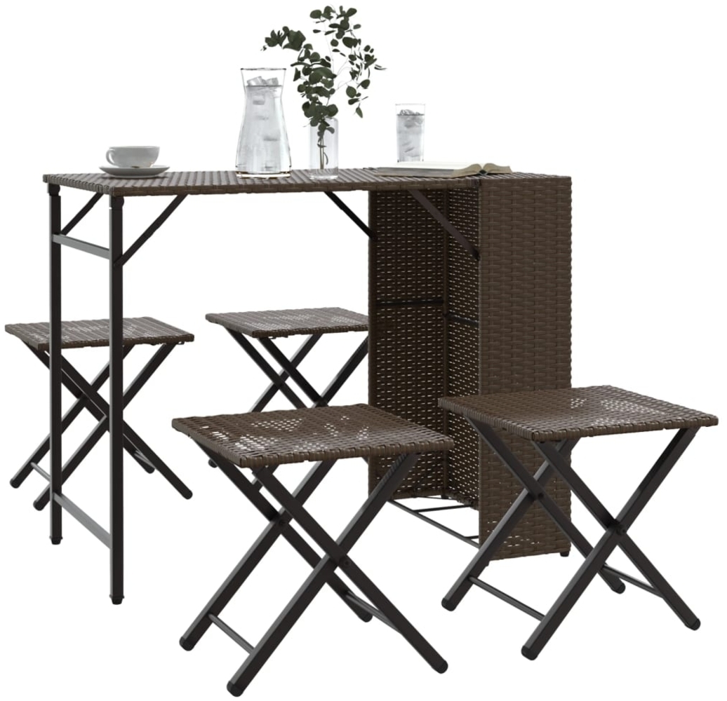 vidaXL 5-tlg. Garten-Essgruppe Klappbar Braun Poly Rattan 365945 Bild 1