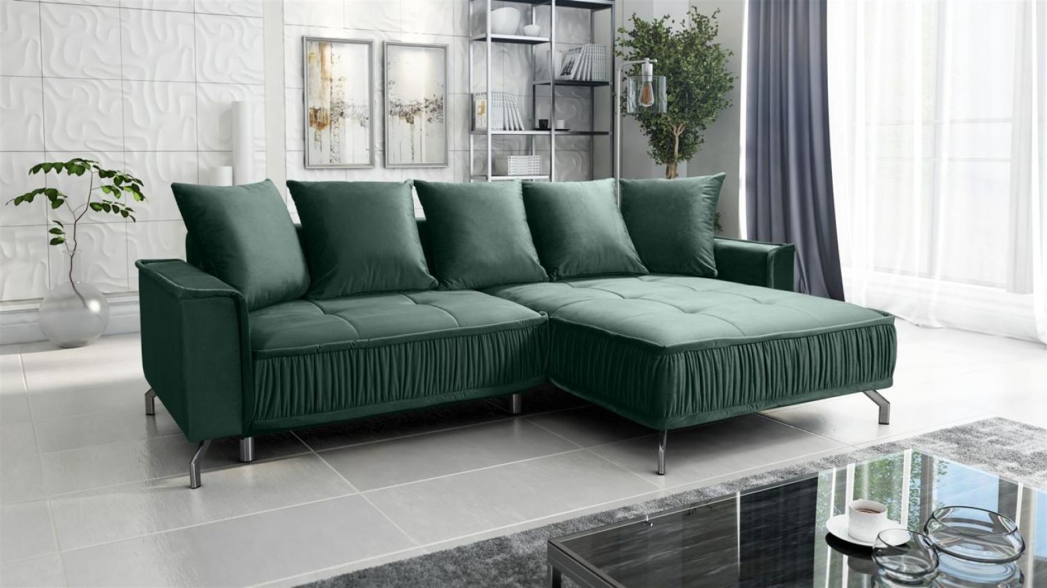 Ecksofa Schlafsofa Sofa FLORENCE Stoff Element Dunkelgrün Ottomane Rechts Bild 1