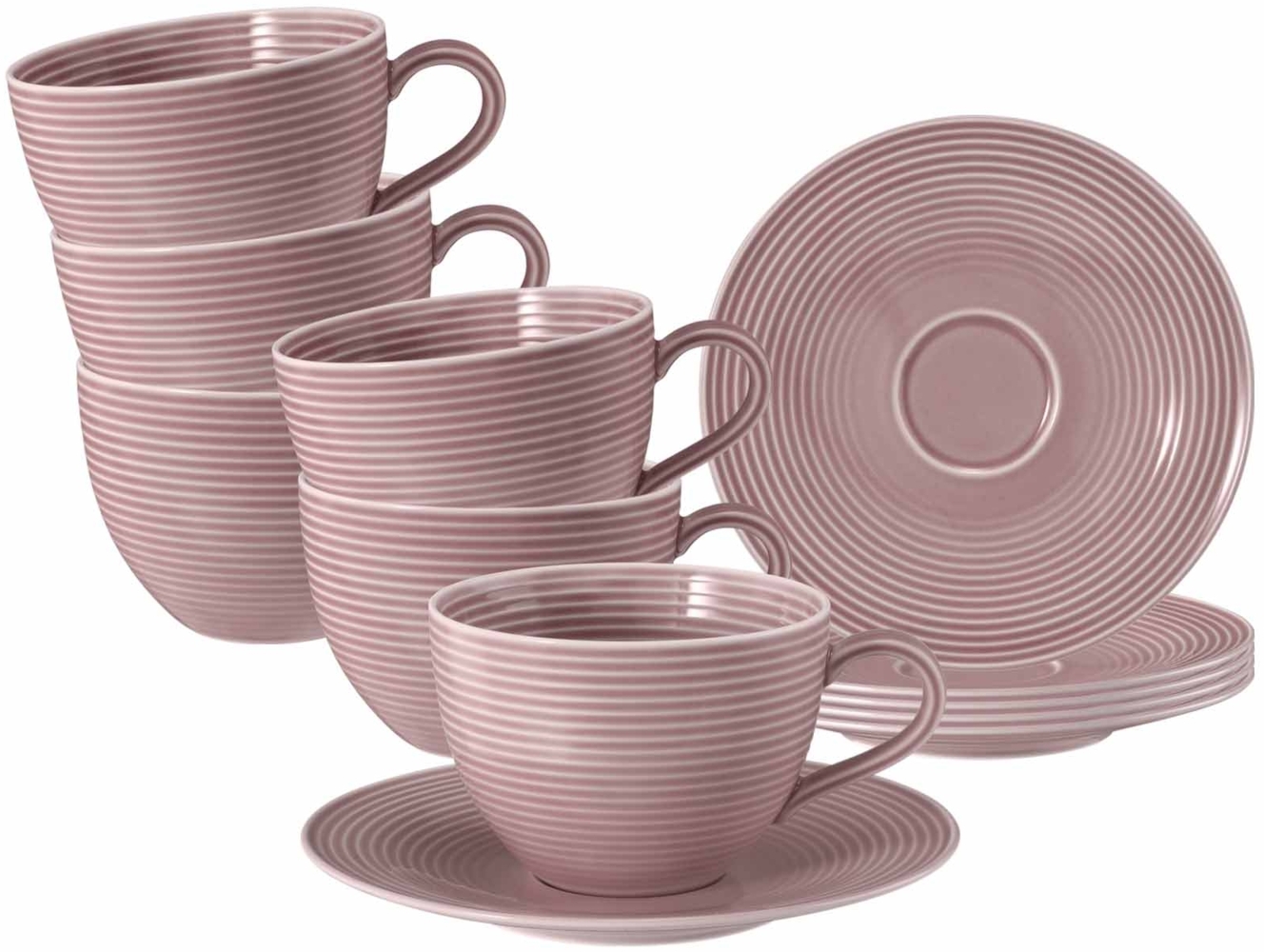 Seltmann Weiden Beat Color Glaze Milchkaffeetassen mit Untertassen 6er Set Altrosa Bild 1