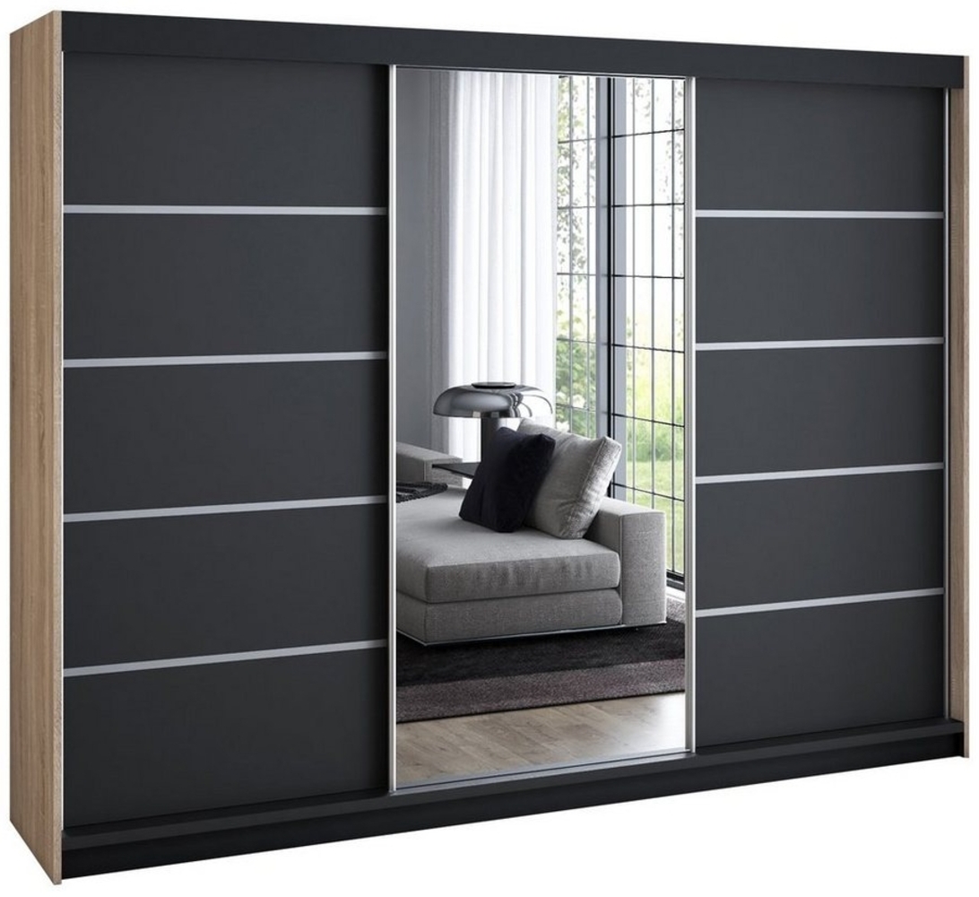 A&J MöbelLand Schwebetürenschrank VILANO mit 4 Schubladen und Spiegel Bild 1