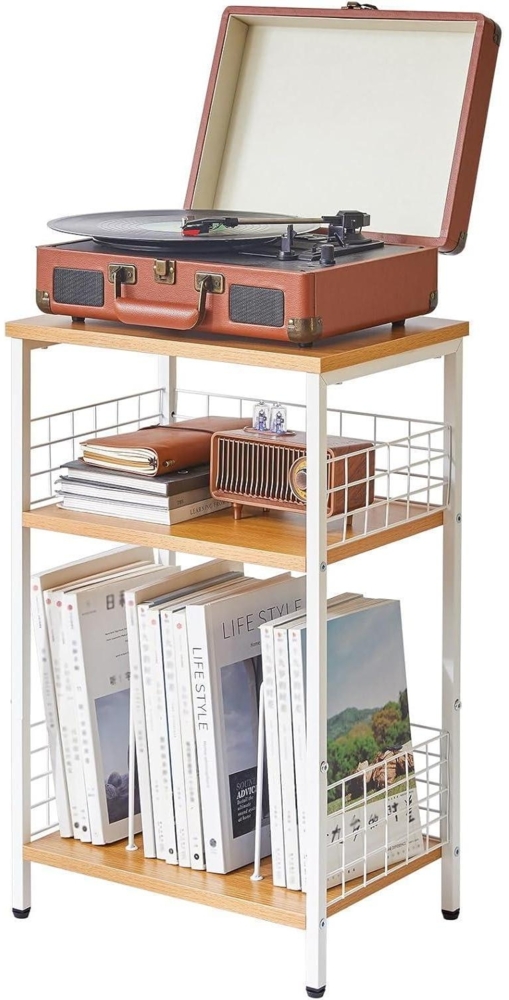 YMYNY Beistelltisch 3 Ebenen Standregal Plattenspieler CDs Magazin HST009N Bild 1