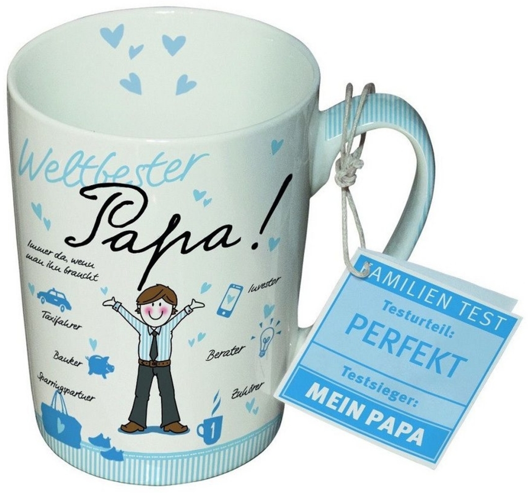 PPD Becher PPD Tasse, Muttertag, Vatertag, Hochzeitstag, Valentinstag, Liebe, Porzellan : Weltbester mein Papa, Familien, Test, Total, Lieb Kollektion/ Ideal als Geschenk Bild 1