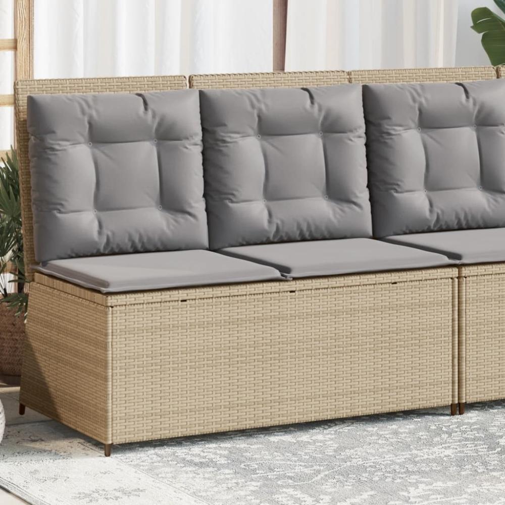 vidaXL Gartenbank Verstellbar mit Kissen Beige Poly Rattan 368967 Bild 1