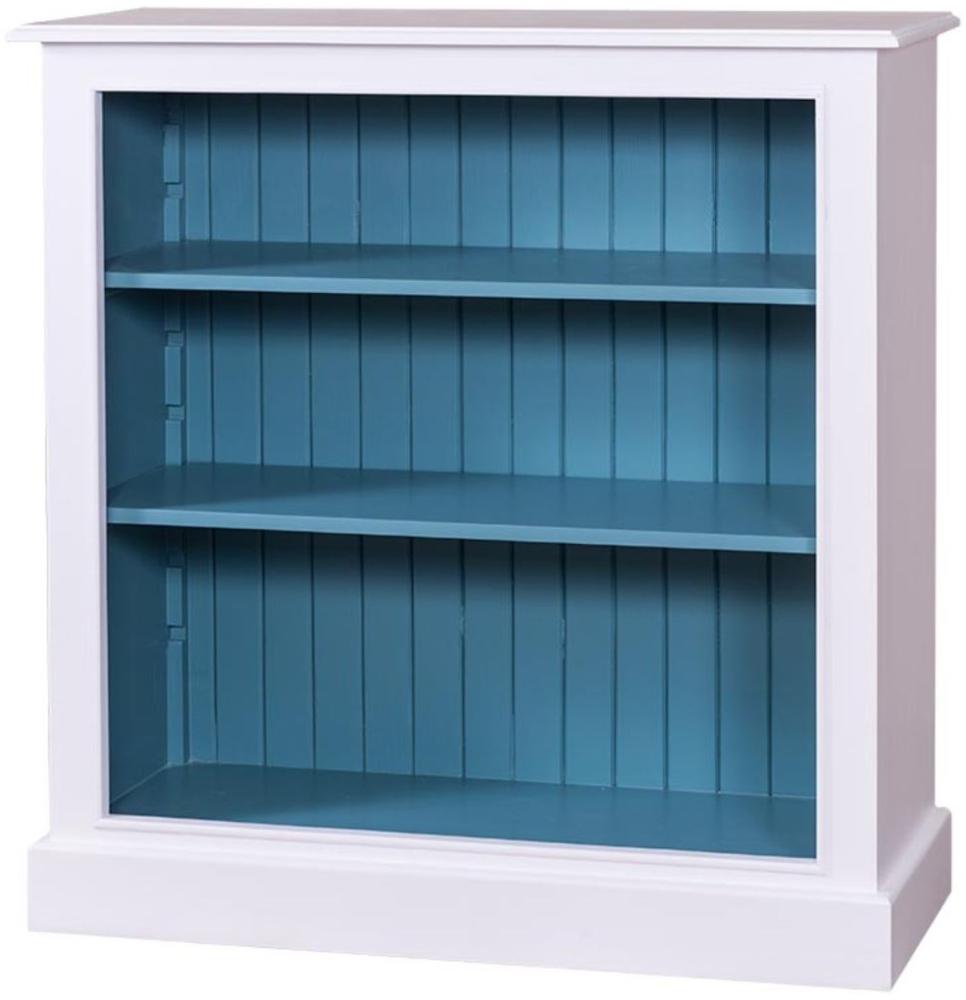 Casa Padrino Landhausstil Bücherschrank Weiß / Blau 102 x 35 x H. 102 cm - Wohnzimmermöbel im Landhausstil Bild 1