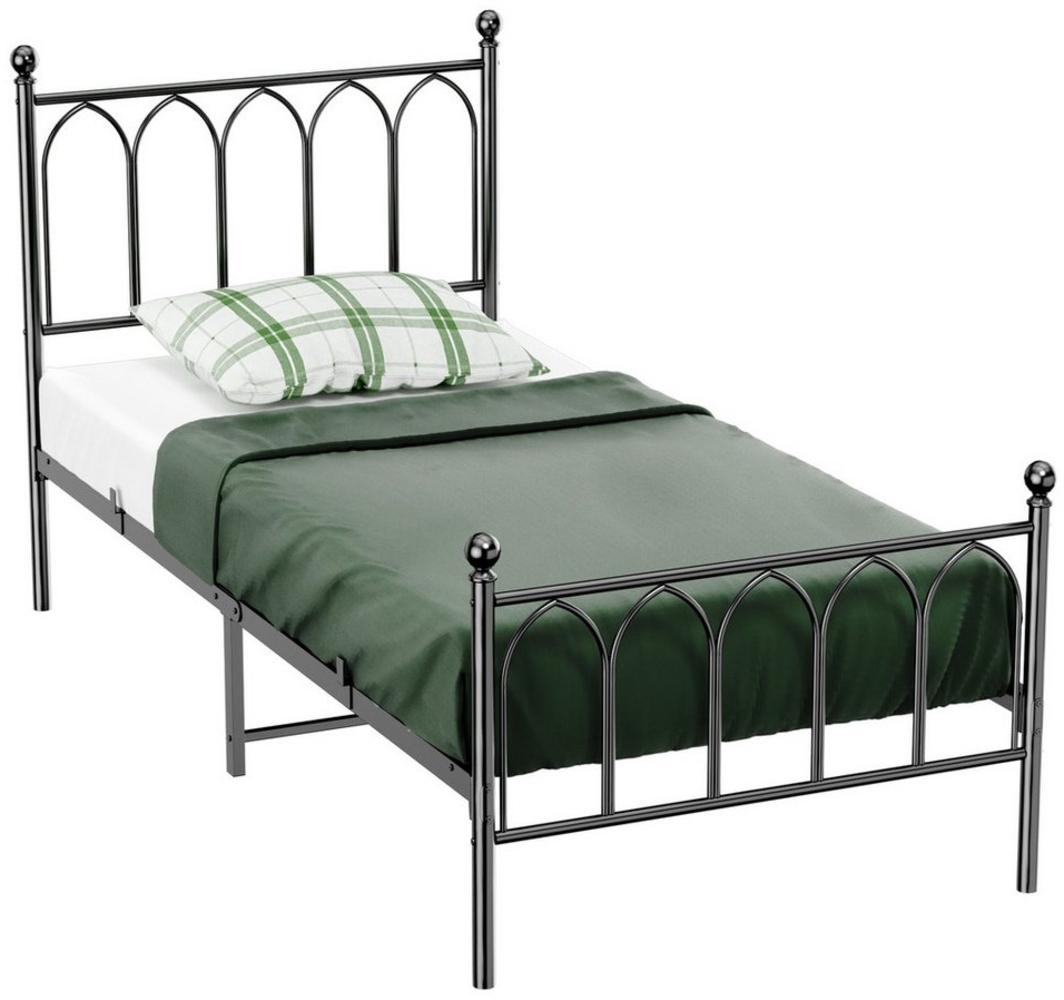 HAUSS SPLOE Metallbett 90x200 cm mit Lattenrost für Schlafzimmer ohne Martatze Schwarz Bild 1