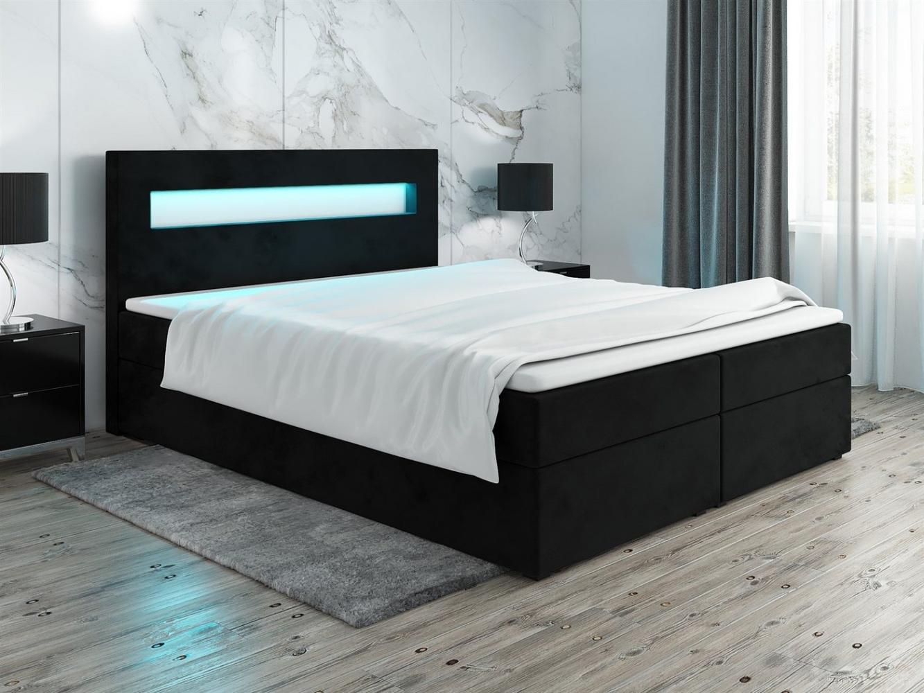 Boxspringbett Schlafzimmerbett PAROZO 160x200 cm Stoff Schwarz inkl. Bettkasten Bild 1