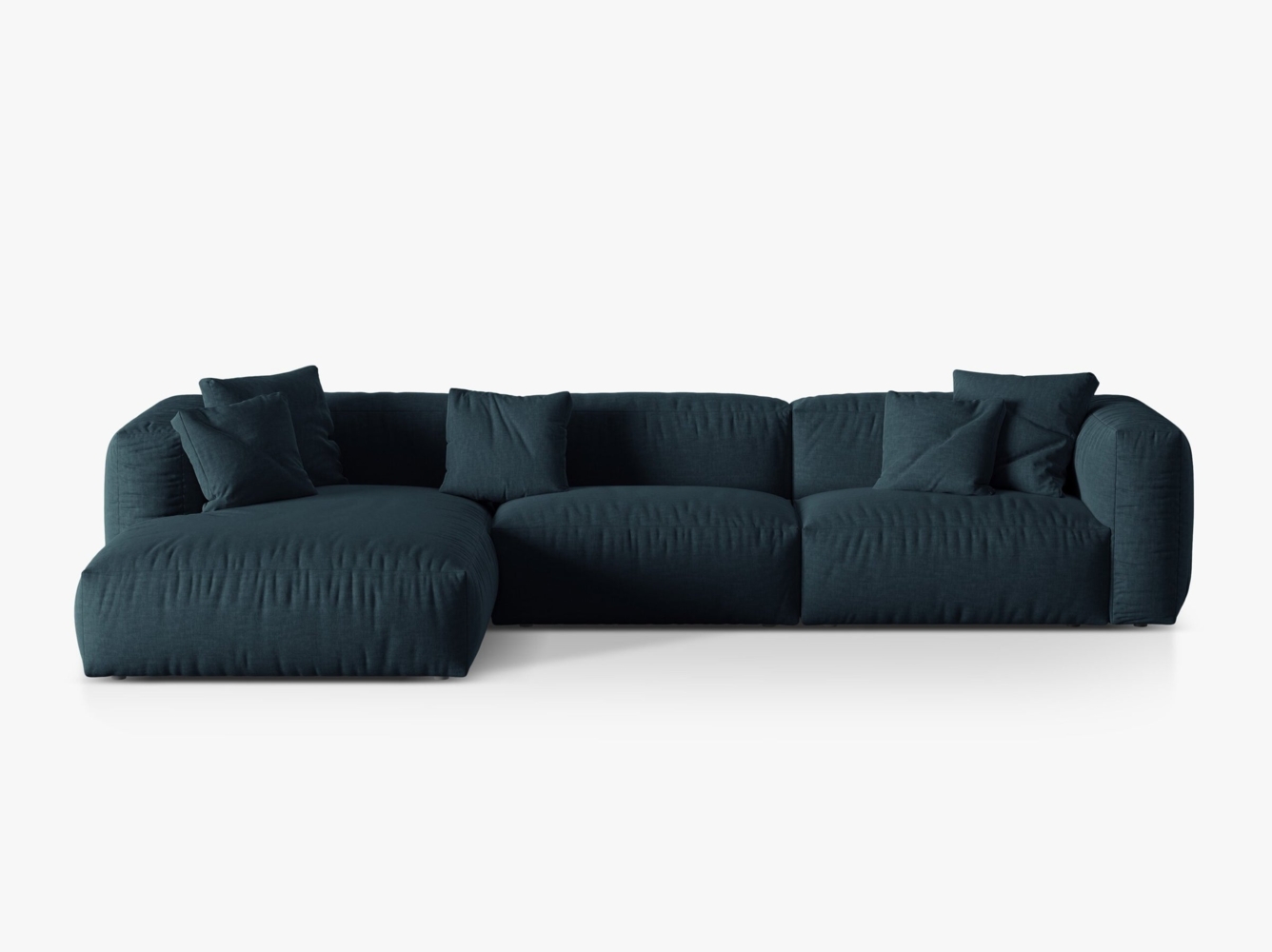 Micadoni Ecksofa Martina 3-Sitzer Strukturierter Stoff Jeansblau Links Bild 1