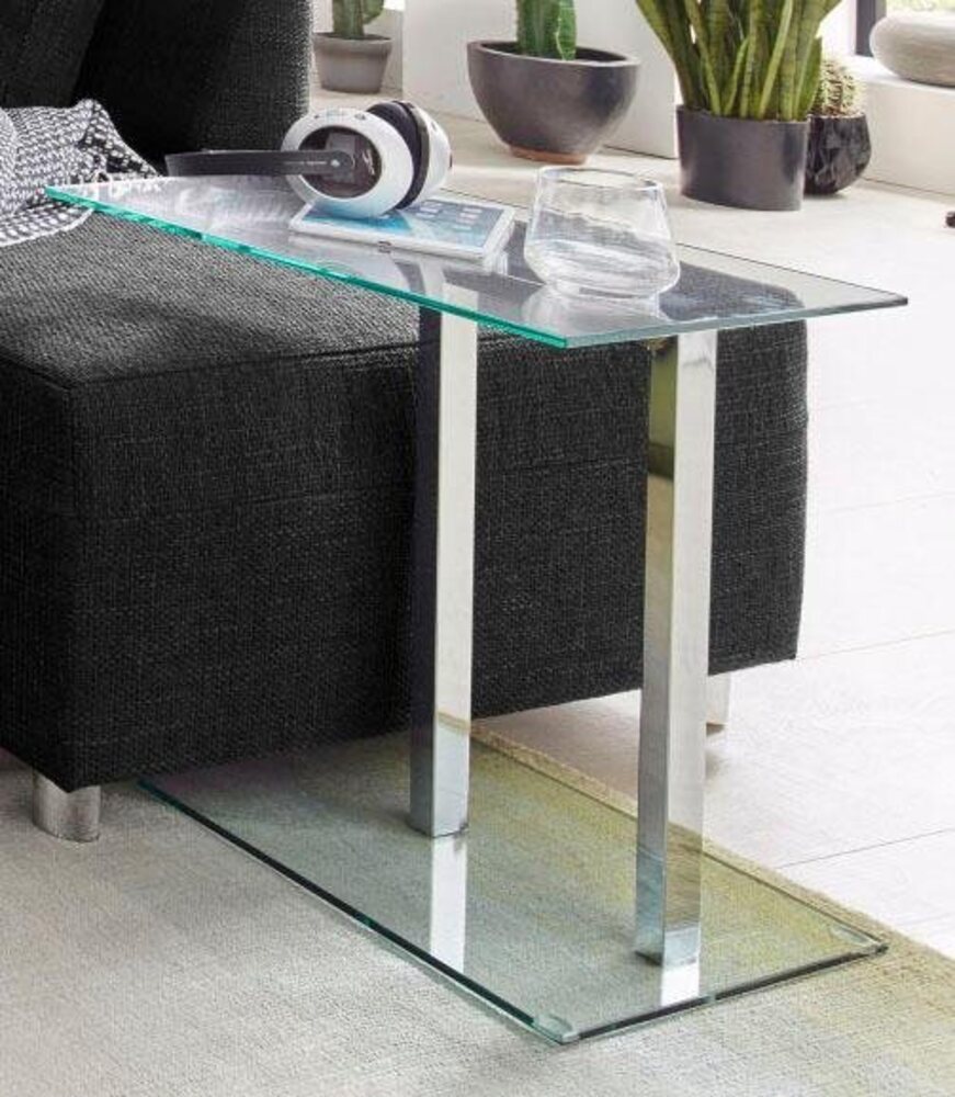 Beistelltisch Glas/Stahl, ca. 45 x 50 x 35 cm Bild 1