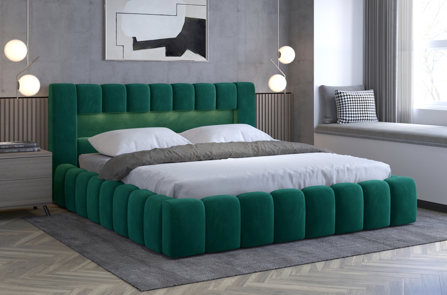 Bett Lamica 180x200, Bett, Dunkelgrün Bild 1