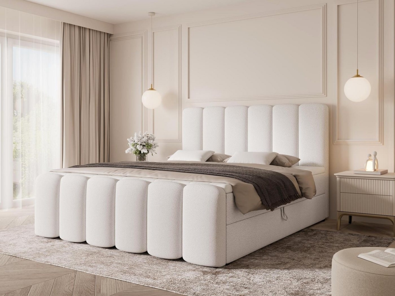 Compleo Boxbett Wolkenbett, Bequem H3, Doppelbett gepolstertes Kopfteil mit Bettkasten Bild 1